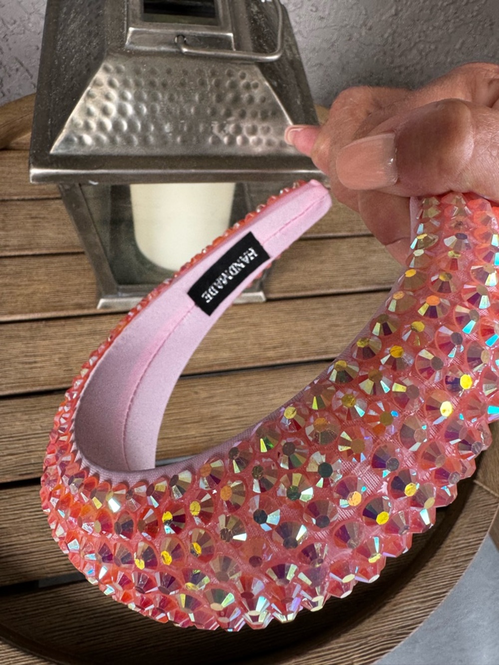 Stunning Princess Pink Crystal Embellished Padded Headband - Picture 3 of 3